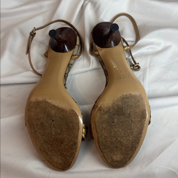 Gucci Gold and Brown Women's Kitten Heels - Picture 4 of 6